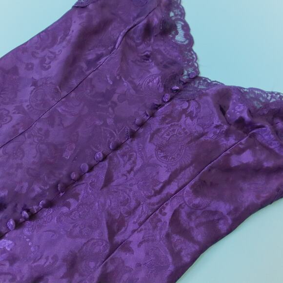 Victoria's Secret Gold Label Purple Satin Button Bodysuit Lingerie Womens Small - Picture 2 of 7